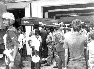 Coffins being prepared for the 13 bodies that were being flown to Ratmalana